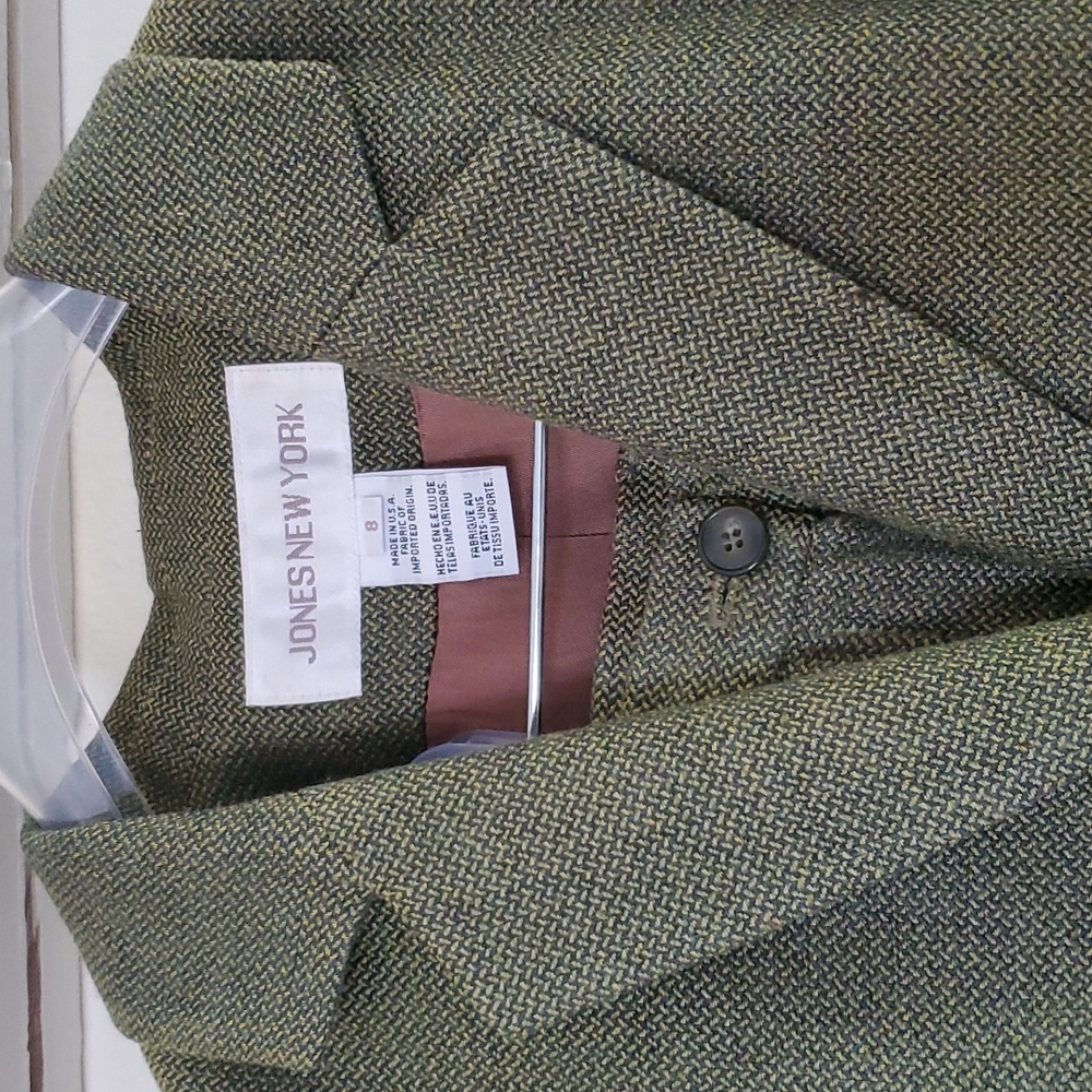 Vintage- Pants suit- Blazer- Size 8- Jones New York -Women's Forest Green